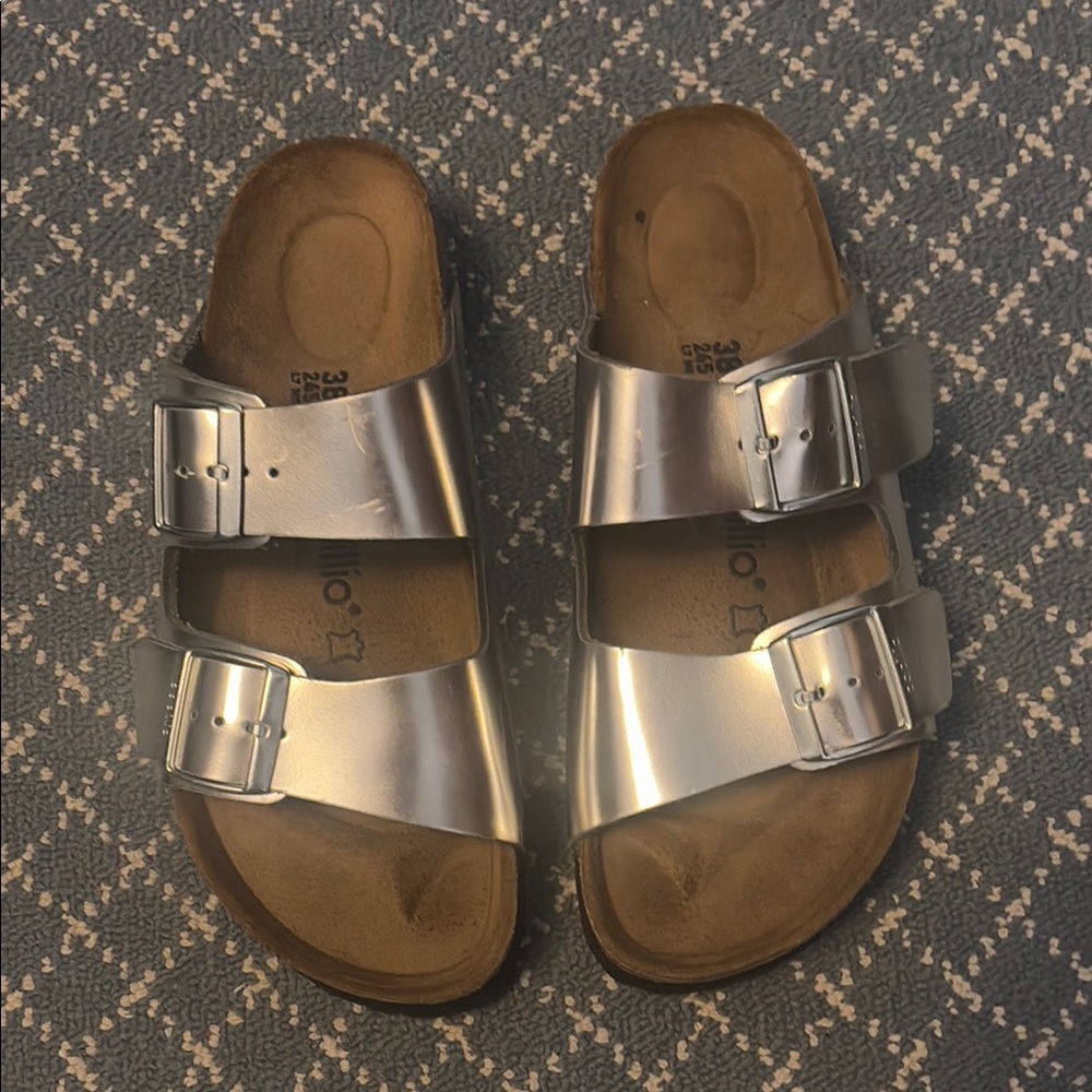 Birkenstock Papillio Silver Buckle Arizona Platform Sandal